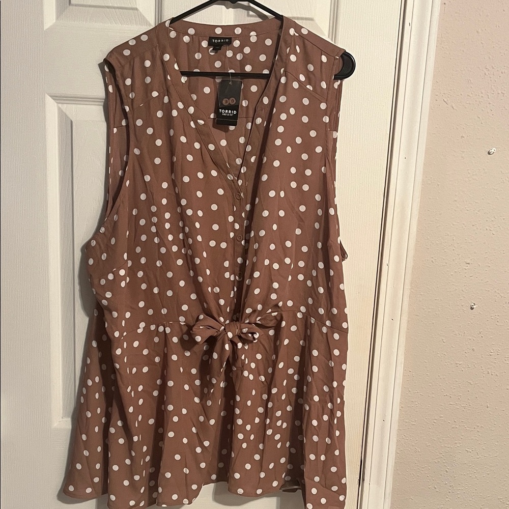Torrid Tan Polka Dot Sleeveless Blouse